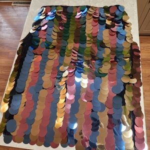 Anthropologie Maeve Side Slit Disc Sequin Paillette Midi Skirt Sz XL New Party